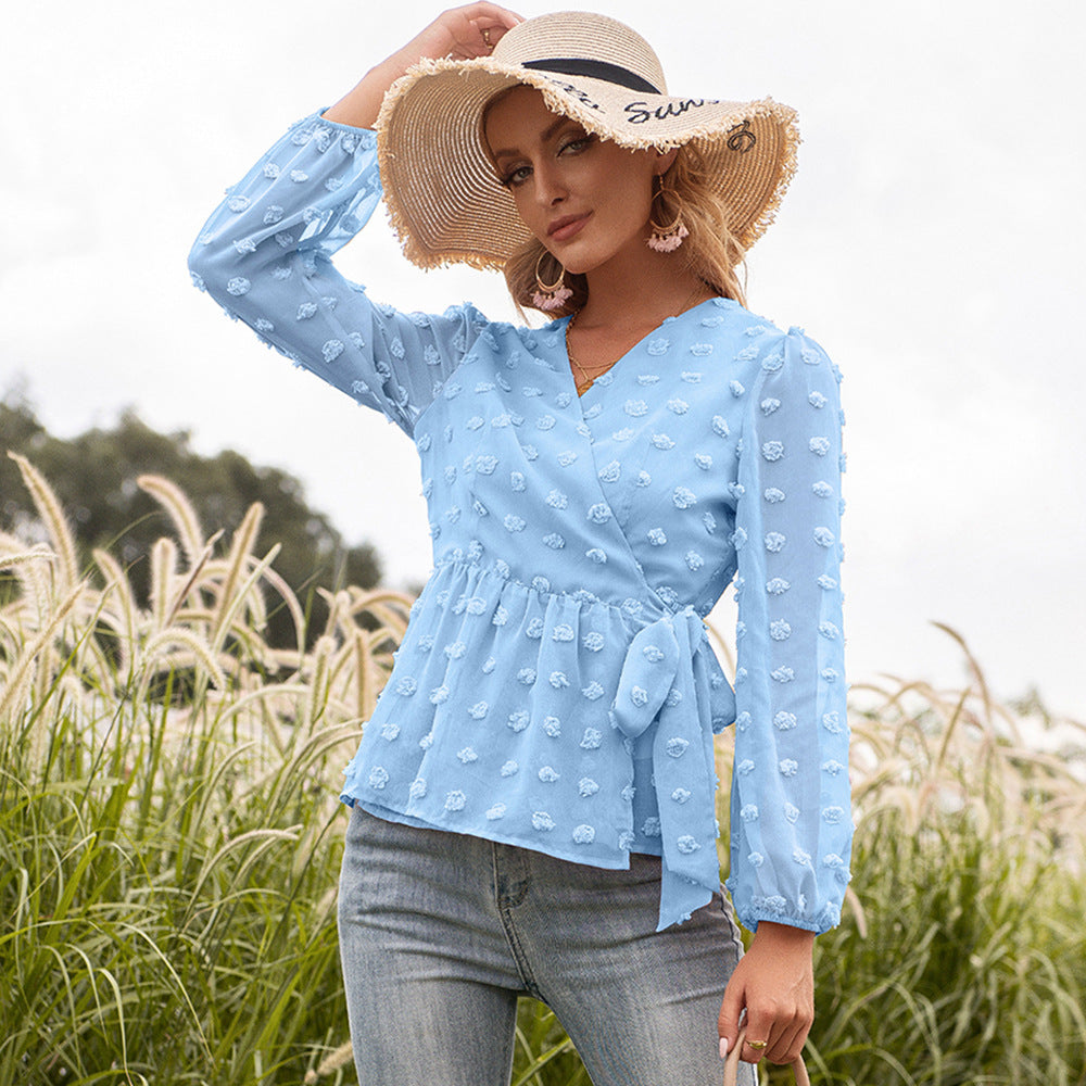 Athena | Langärmelige Bluse mit V-Ausschnitt aus Spitze