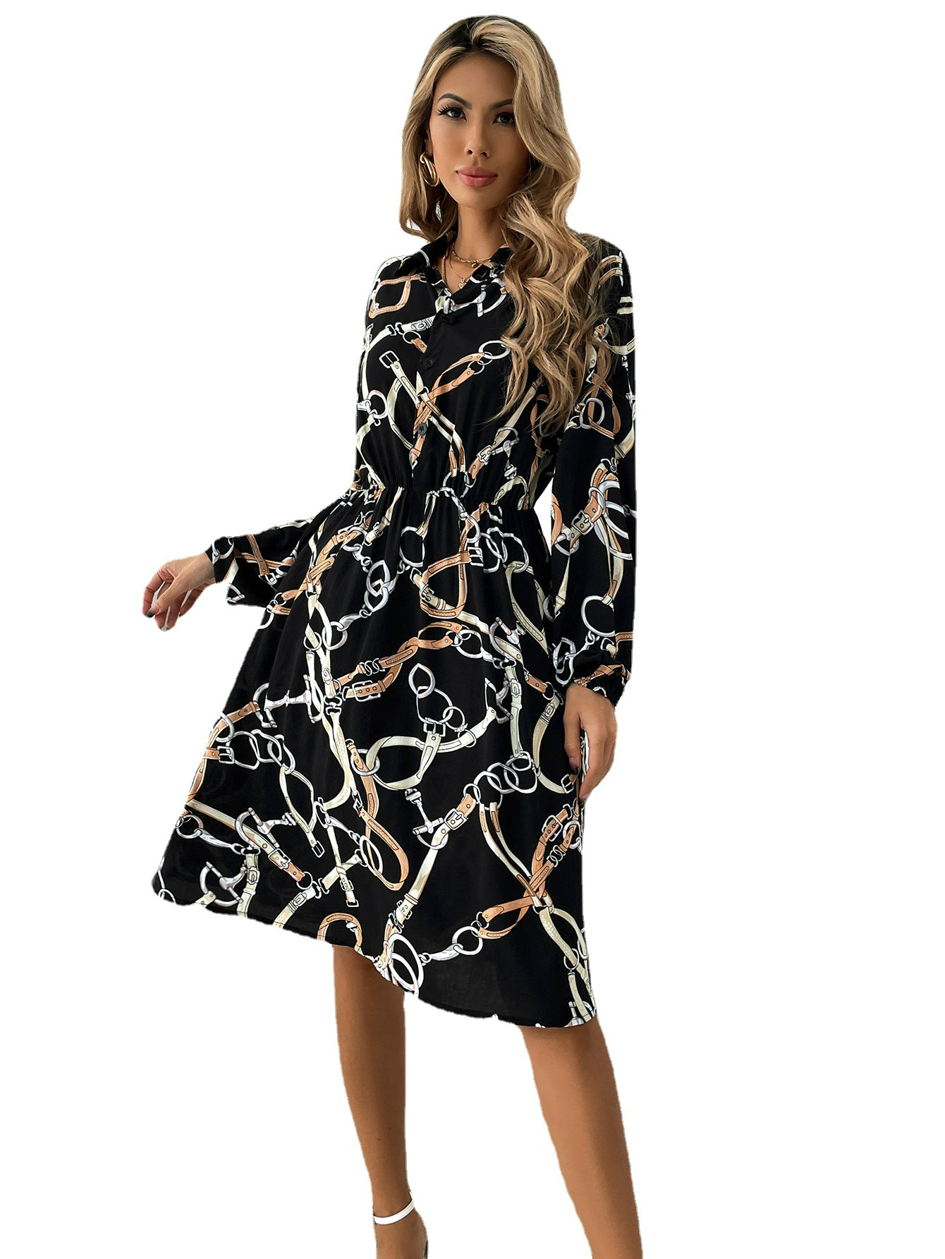 Mariana | Abstraktes Hemdkleid mit Krawattenfront