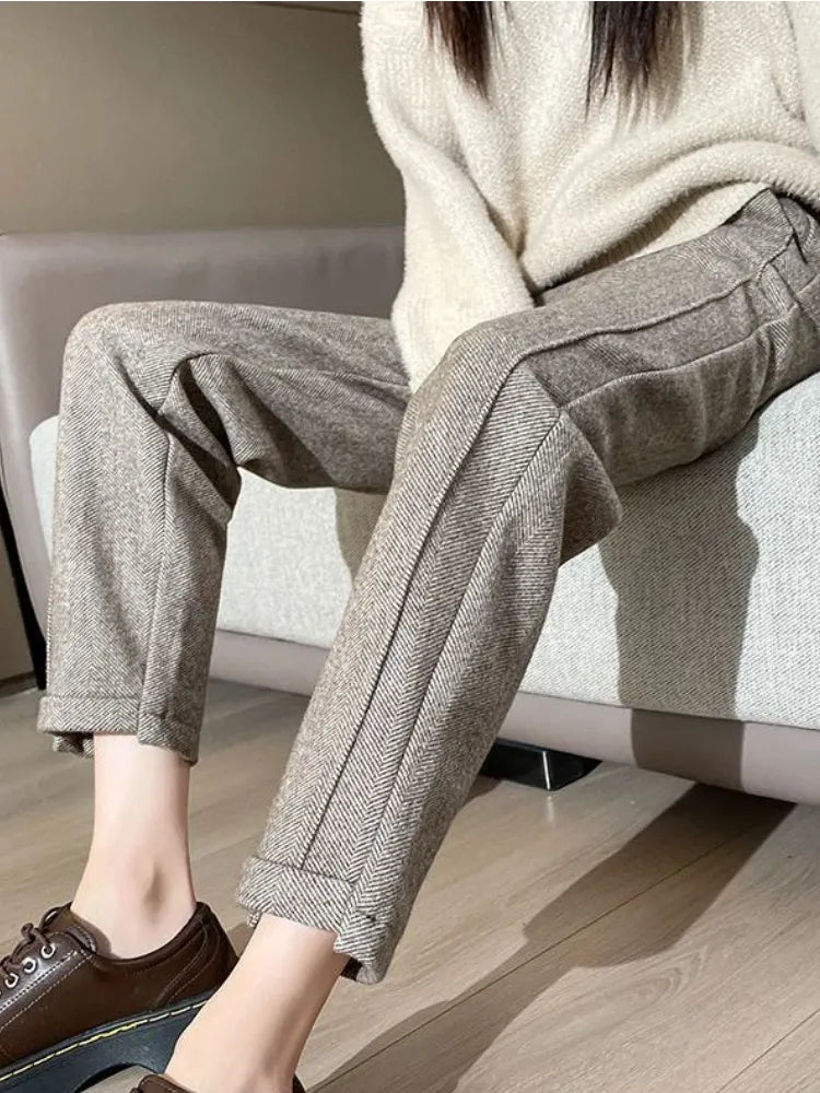 Sarina | Pantaloni a matita in tweed a vita alta in lana