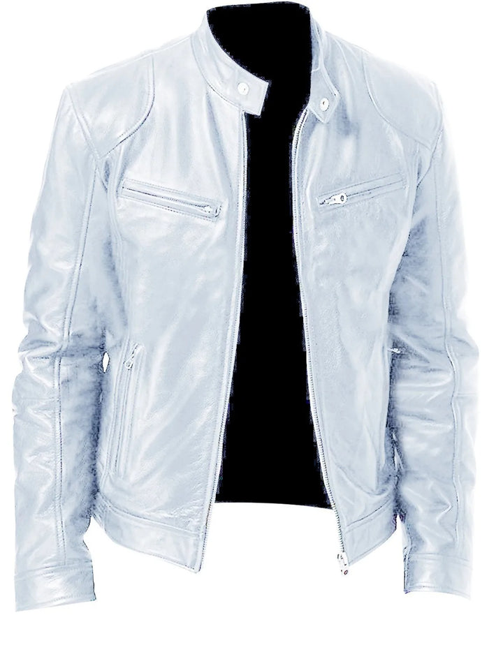 Enzo | Giacca in pelle casual con colletto a bottoni – Stilosa e moderna