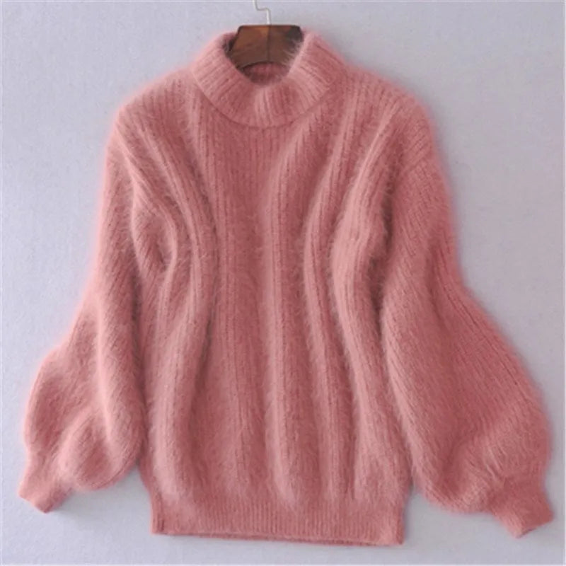 Amarie | Pullover vintage in angora: lavorato a maglia larga e monocolore