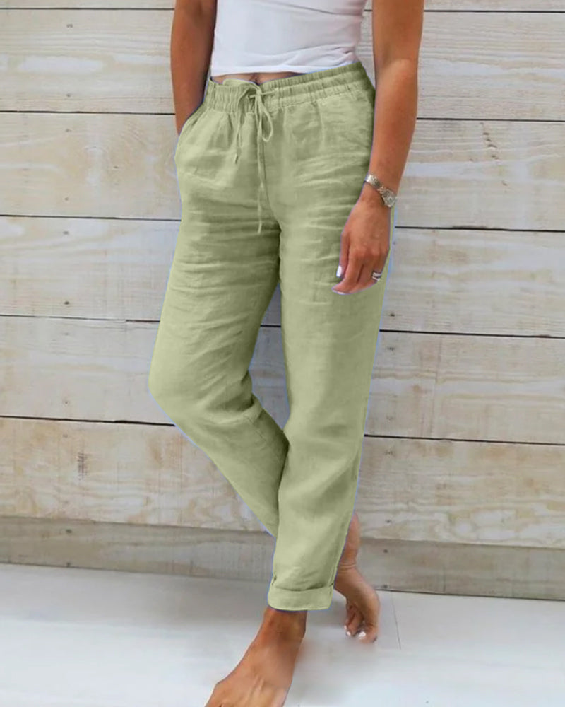 Adelina™ - Hose mit Gummizug aus Baumwolle und Leinen