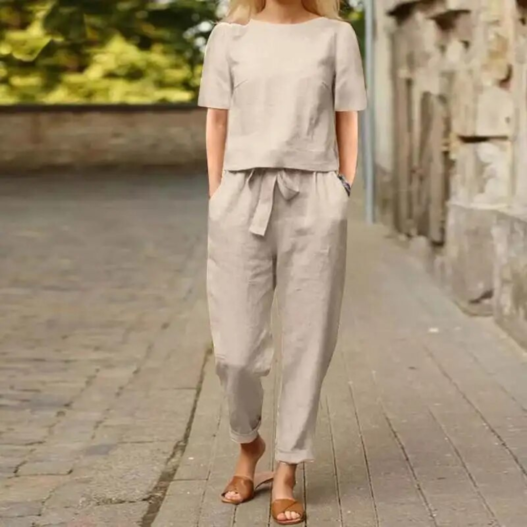 Madeleine - Elegantes und Bequemes Zweiteiliges Leinen-Set für Damen