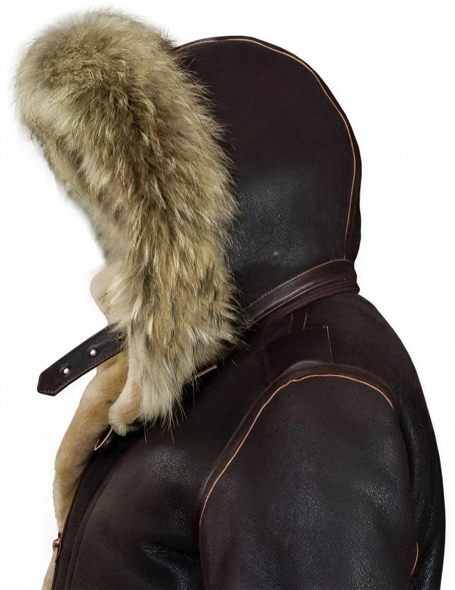 Herren Winterjacke | B-7 Stil | Warm gefüttert mit weichem Schafsfell-Effekt