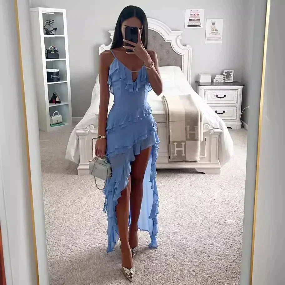 Tierney |  Einfarbiges Kleid mit Neckholder-Ausschnitt
