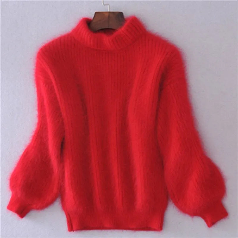 Amarie | Pullover vintage in angora: lavorato a maglia larga e monocolore