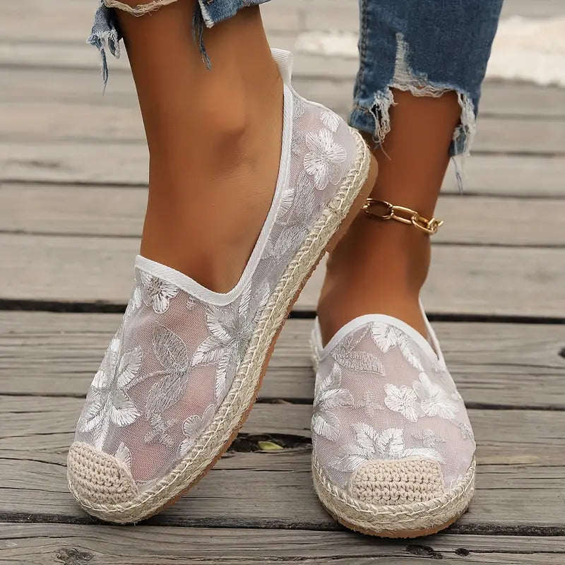 Nyssa | Lässige Espadrilles Spitze Mesh Slip-On flach