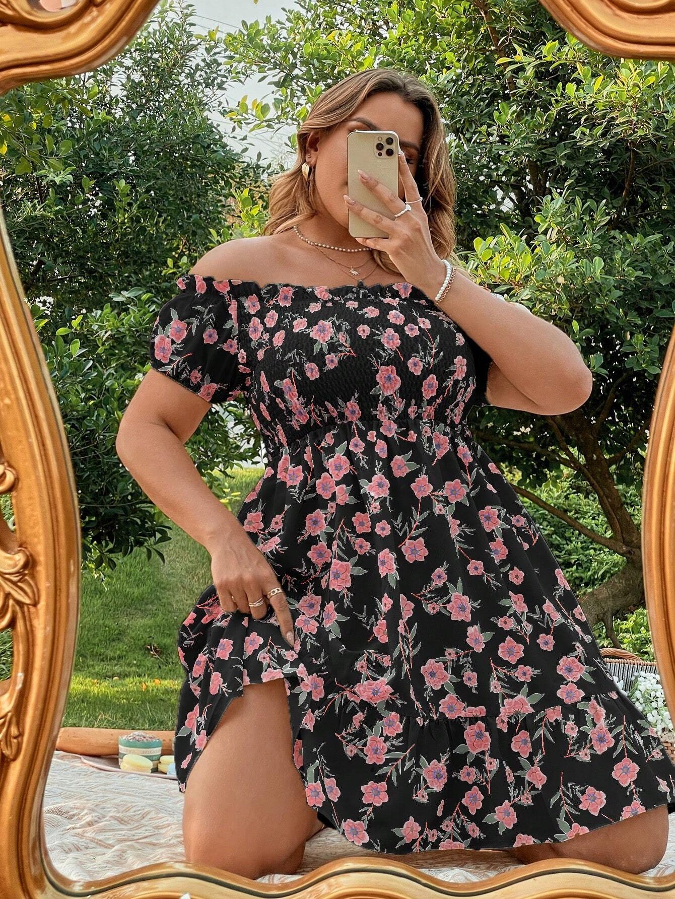 Zoey-Kleid mit Blumenmuster, Rüschen und Volants