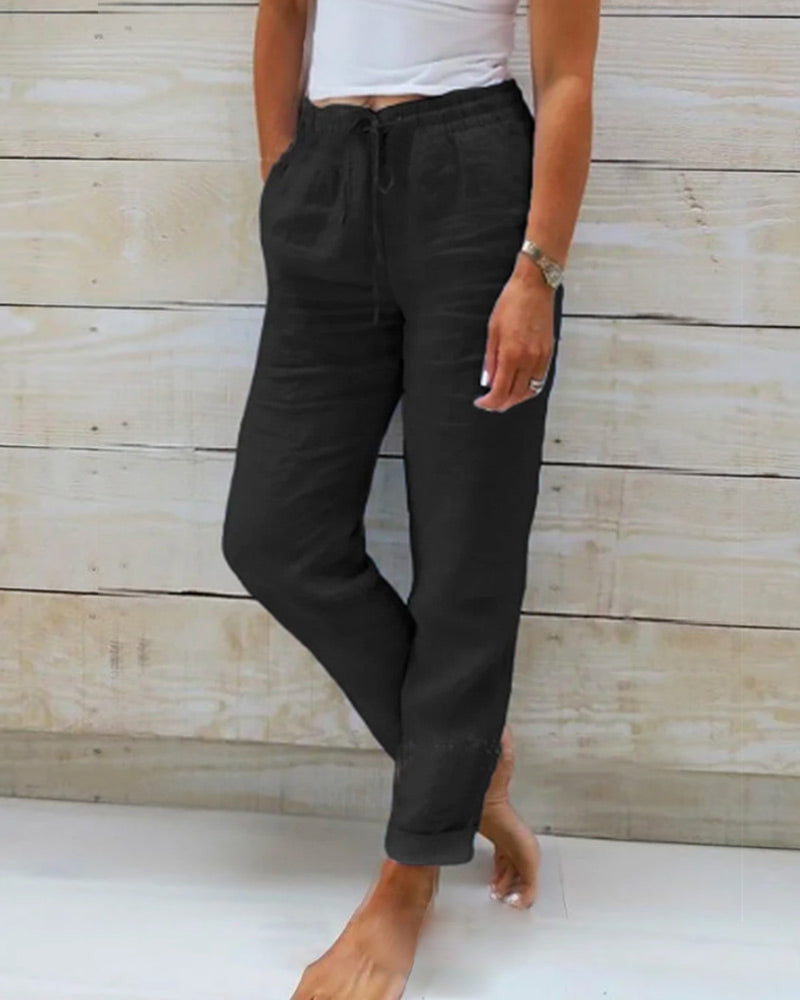 Adelina™ - Hose mit Gummizug aus Baumwolle und Leinen