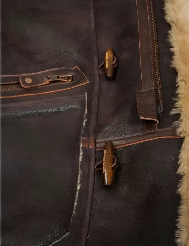 Herren Winterjacke | B-7 Stil | Warm gefüttert mit weichem Schafsfell-Effekt