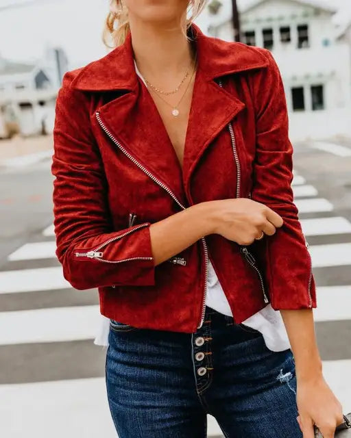 Natania | Vintage Unifarbene Wildlederjacke