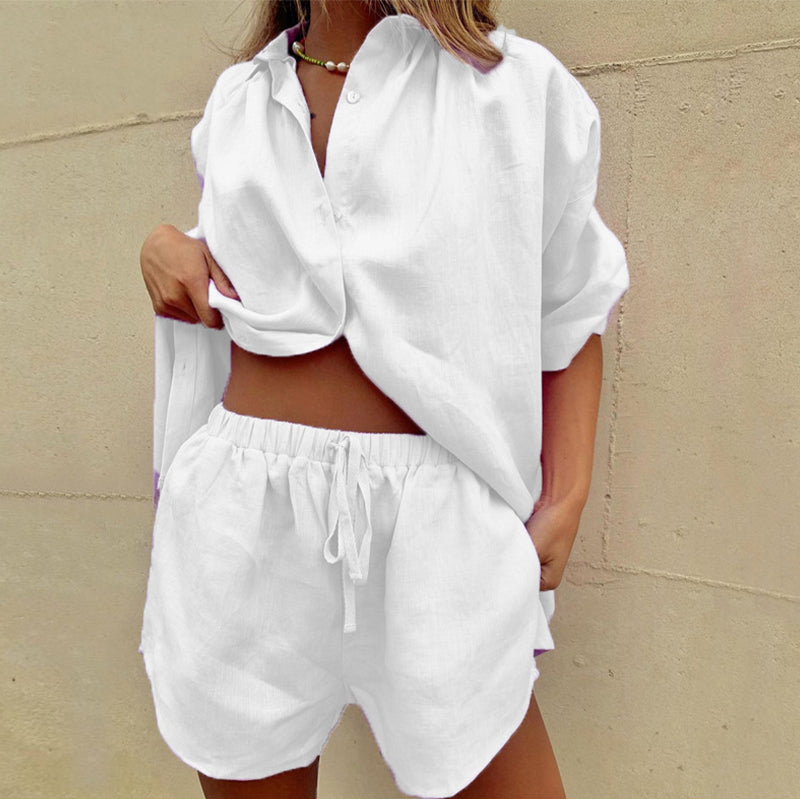 Ulalena | Women Linen zweiteiliges Outfit Set