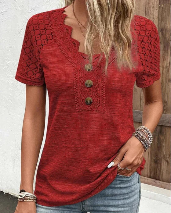 Specas  | Woman T-Shirt mit kurzen Ärmeln und Spitze