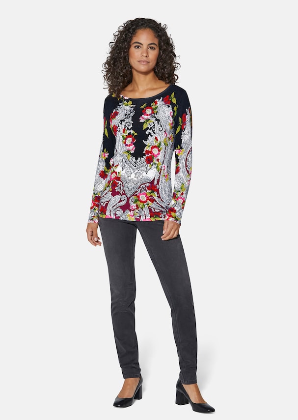 JANE - Maglione a maniche lunghe da donna con motivo floreale