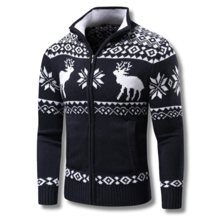 Lorenzo | Pullover invernale da uomo in jacquard con zip e colletto alto