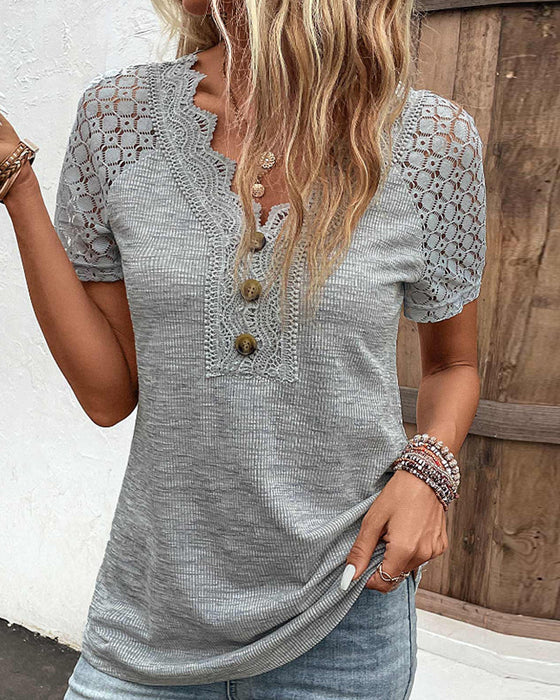 Specas  | Woman T-Shirt mit kurzen Ärmeln und Spitze