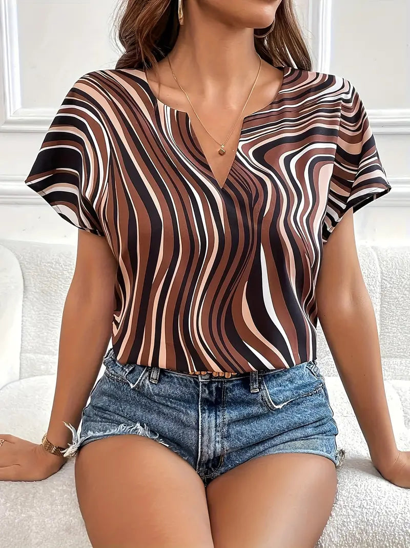 Beate - Eleganz und Komfort für sonnige Tage – Ihre perfekte Casual Kurzarmbluse