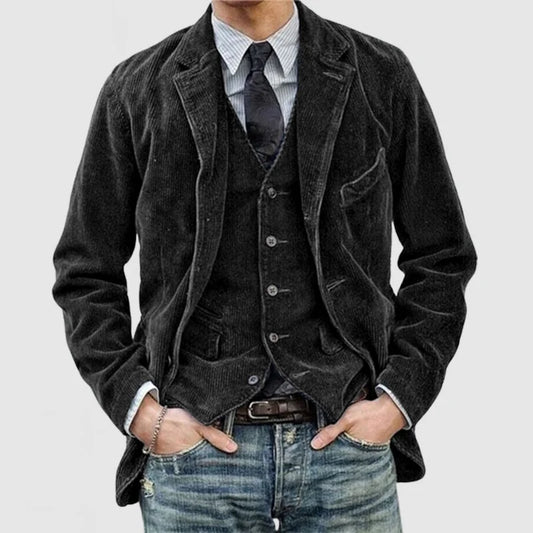 Herren Cord Blazer | Vintage Look | Klassischer Zweireiher | Weiche Struktur