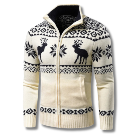 Lorenzo | Pullover invernale da uomo in jacquard con zip e colletto alto