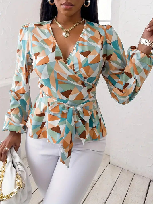 Chiara - Elegante Bluse mit langen Ärmeln und V-Ausschnitt für den Sommer