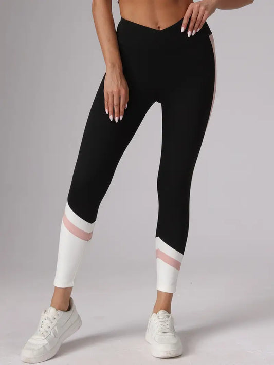 Gestreifte Seiten | Colorblock-Fitness-Leggings