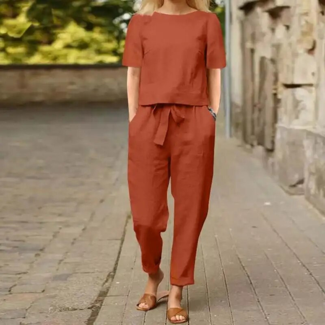 Madeleine - Elegantes und Bequemes Zweiteiliges Leinen-Set für Damen