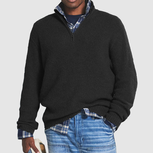 Herren Kaschmir Pullover | Mit Reißverschluss | Weiche fein gestrickte Textur