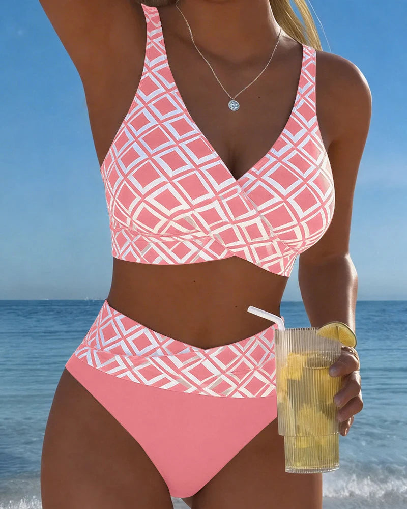 Martina Bikini in Rosa mit weißem Karomuster