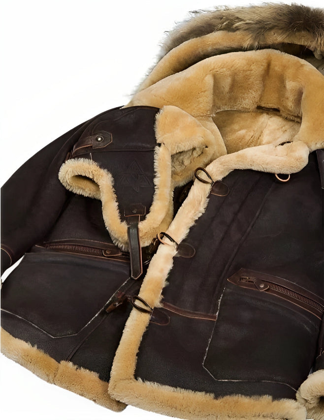 Herren Winterjacke | B-7 Stil | Warm gefüttert mit weichem Schafsfell-Effekt