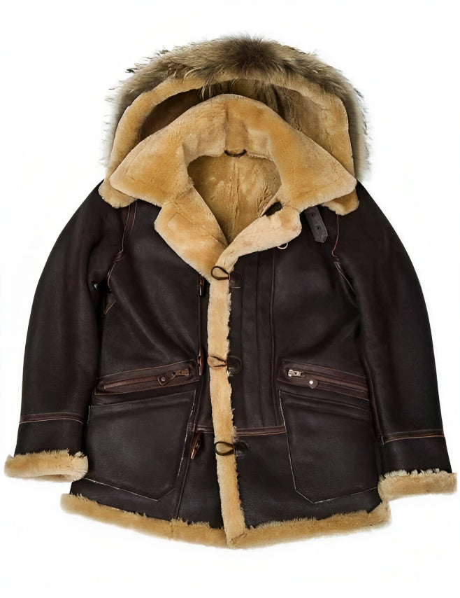Herren Winterjacke | B-7 Stil | Warm gefüttert mit weichem Schafsfell-Effekt