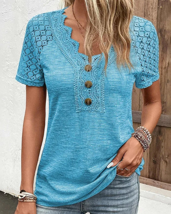Specas  | Woman T-Shirt mit kurzen Ärmeln und Spitze