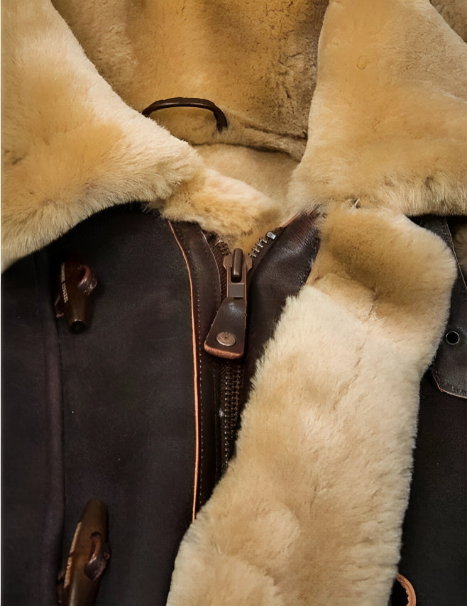 Herren Winterjacke | B-7 Stil | Warm gefüttert mit weichem Schafsfell-Effekt