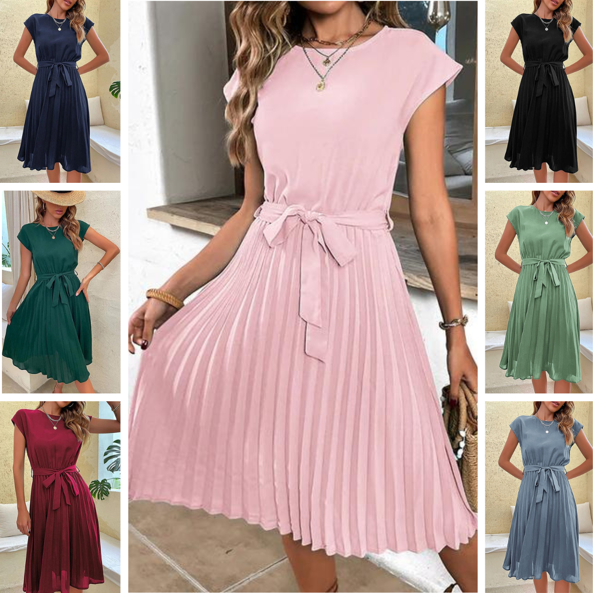 Klara  | Kurzärmeliges plissiertes lässiges Minikleid für den Sommer