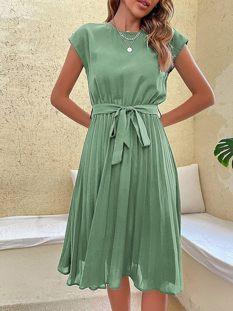 Klara  | Kurzärmeliges plissiertes lässiges Minikleid für den Sommer