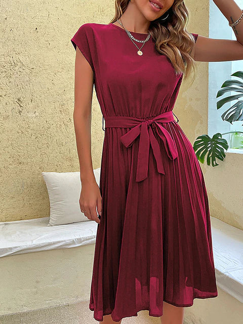 Narelle | Kurzärmeliges, plissiertes, lässiges Minikleid für den Sommer"