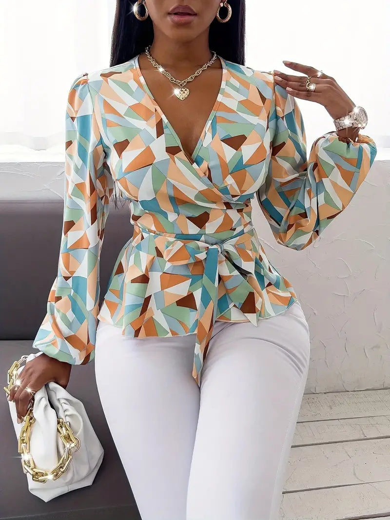 Chiara - Elegante Bluse mit langen Ärmeln und V-Ausschnitt für den Sommer