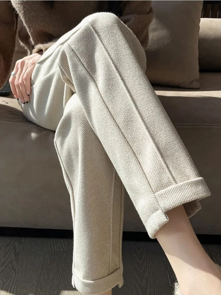 Sarina | Pantaloni a matita in tweed a vita alta in lana
