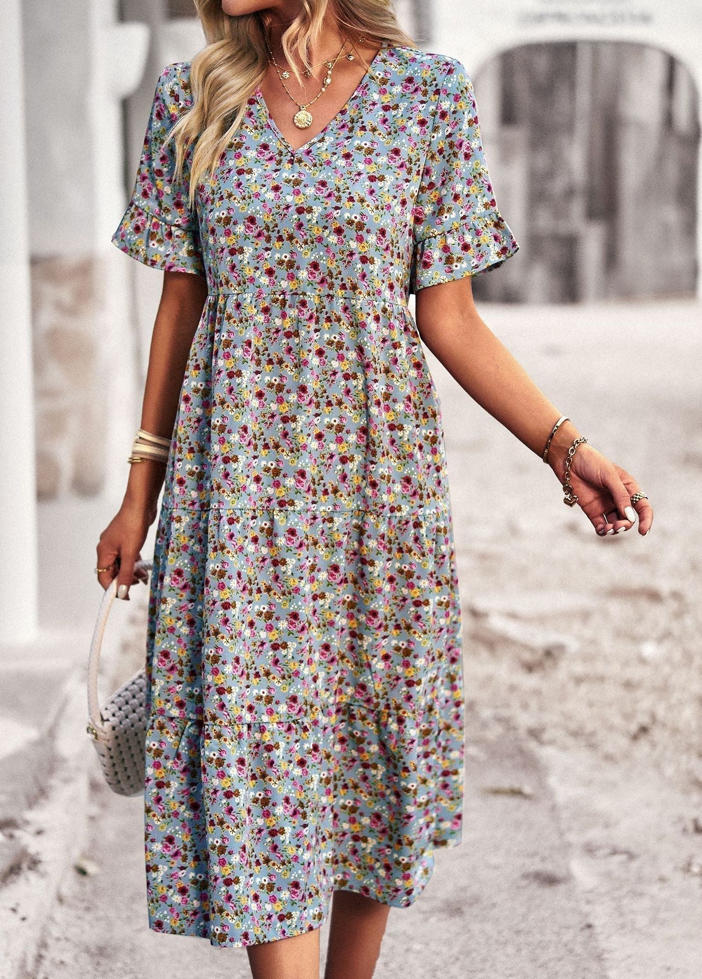 Orlaith  | Blumiges Midikleid für Damen