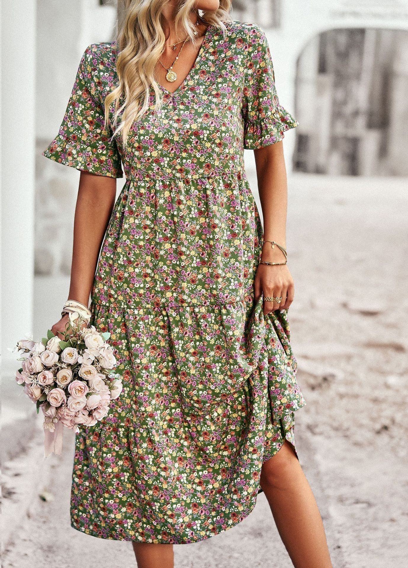 Orlaith  | Blumiges Midikleid für Damen