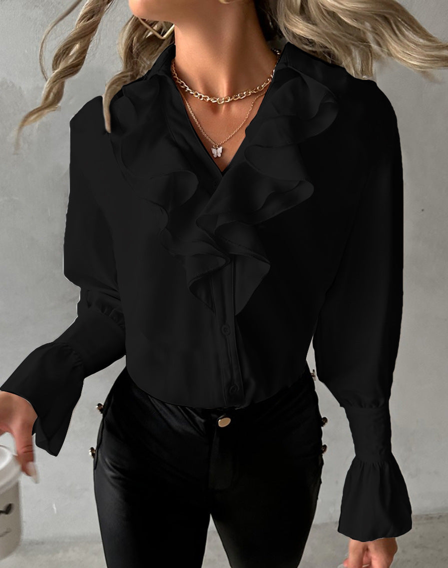 Lilith | Rüschenbluse mit Knopfleiste