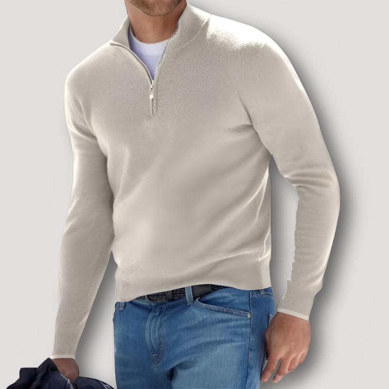 Ulises | Maglione da uomo in lana e cashmere classico con zip quarti