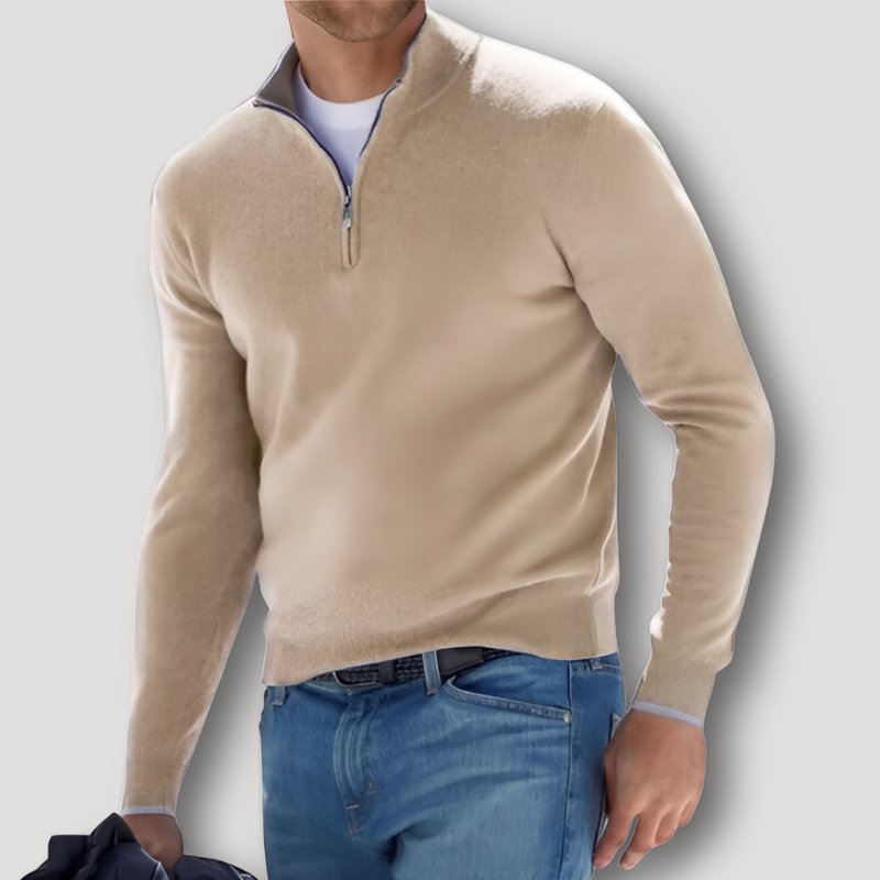 Ulises | Maglione da uomo in lana e cashmere classico con zip quarti