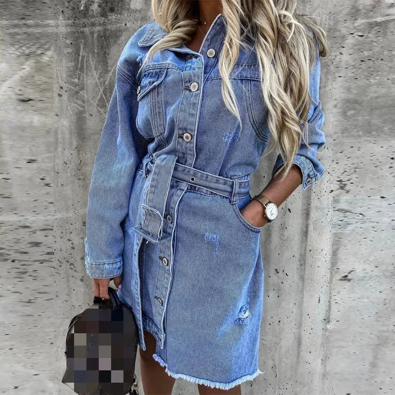 Nova - Angesagtes Jeanshemdkleid mit Distressed-Details