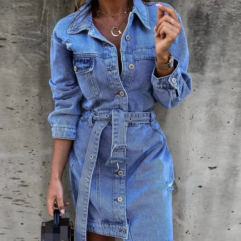 Nova - Angesagtes Jeanshemdkleid mit Distressed-Details