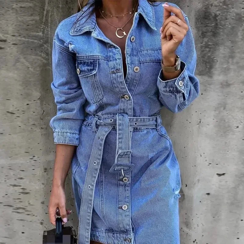 Nova - Angesagtes Jeanshemdkleid mit Distressed-Details