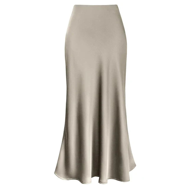 Elysia | Mode Langer glänzender Satin-Rock