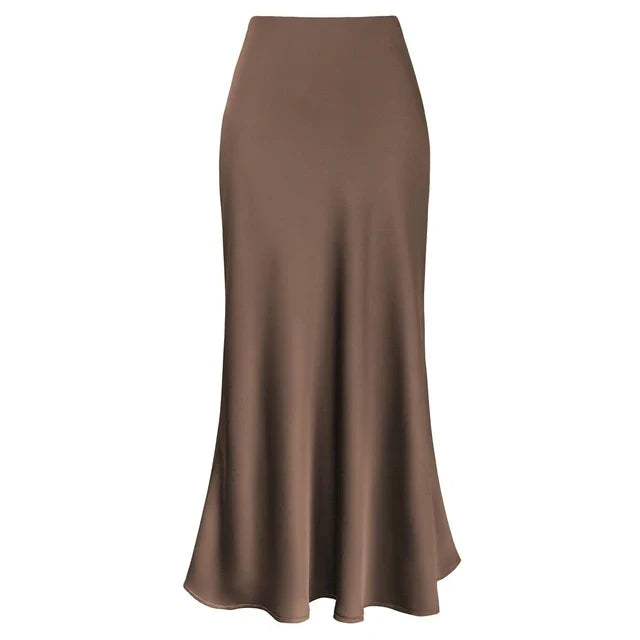 Elysia | Mode Langer glänzender Satin-Rock