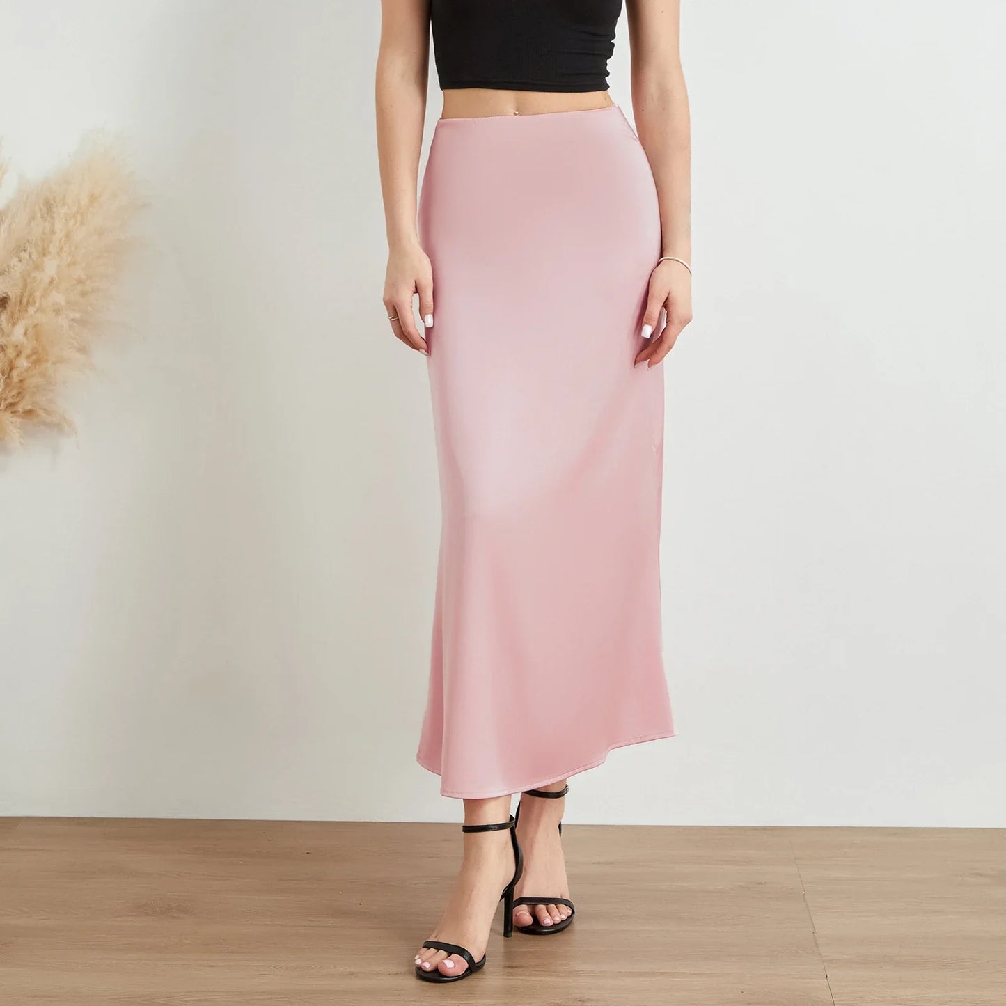 Elysia | Mode Langer glänzender Satin-Rock