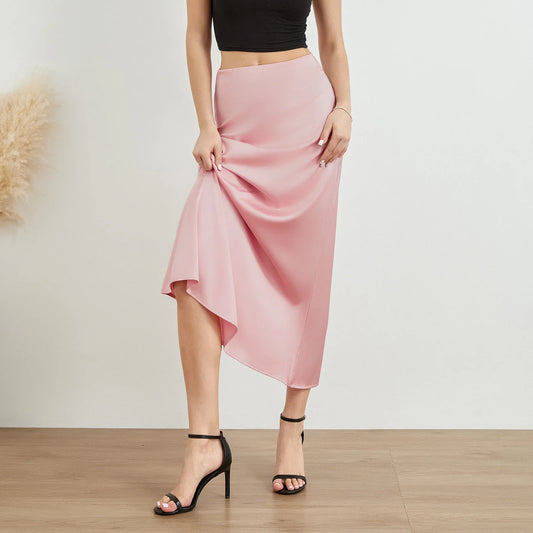 Elysia | Mode Langer glänzender Satin-Rock