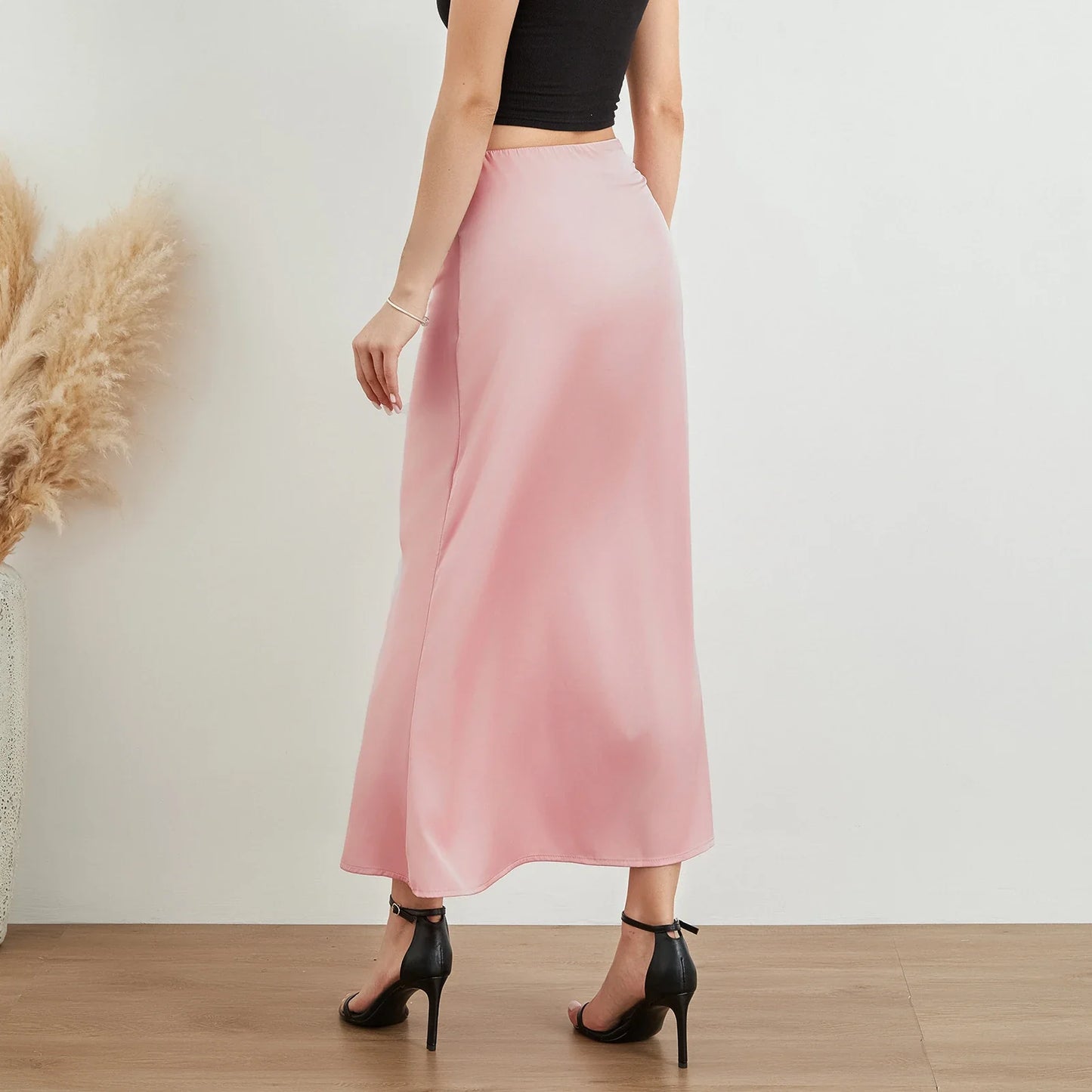 Elysia | Mode Langer glänzender Satin-Rock